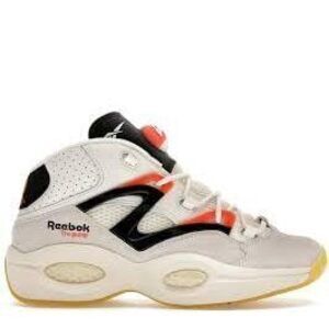 Reebok Mens Question Pump Mid Universe Sneakers,Orange/White/Black, 9.5